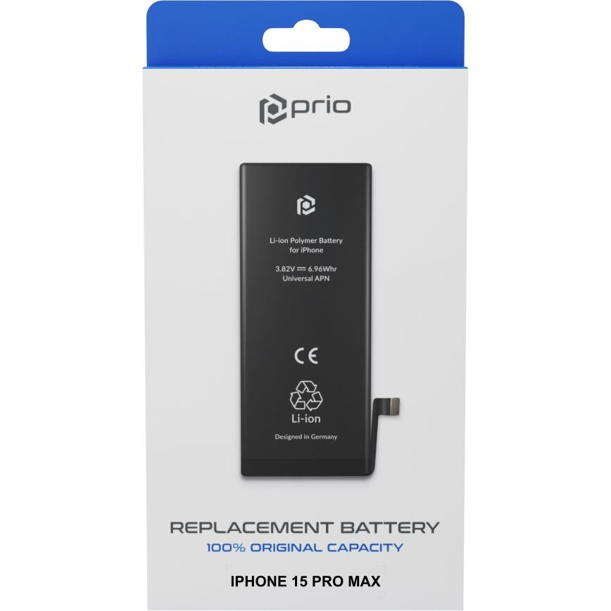 Prio Batteria per iPhone 15 Pro Max (APN Universale), Batteria Smartphone